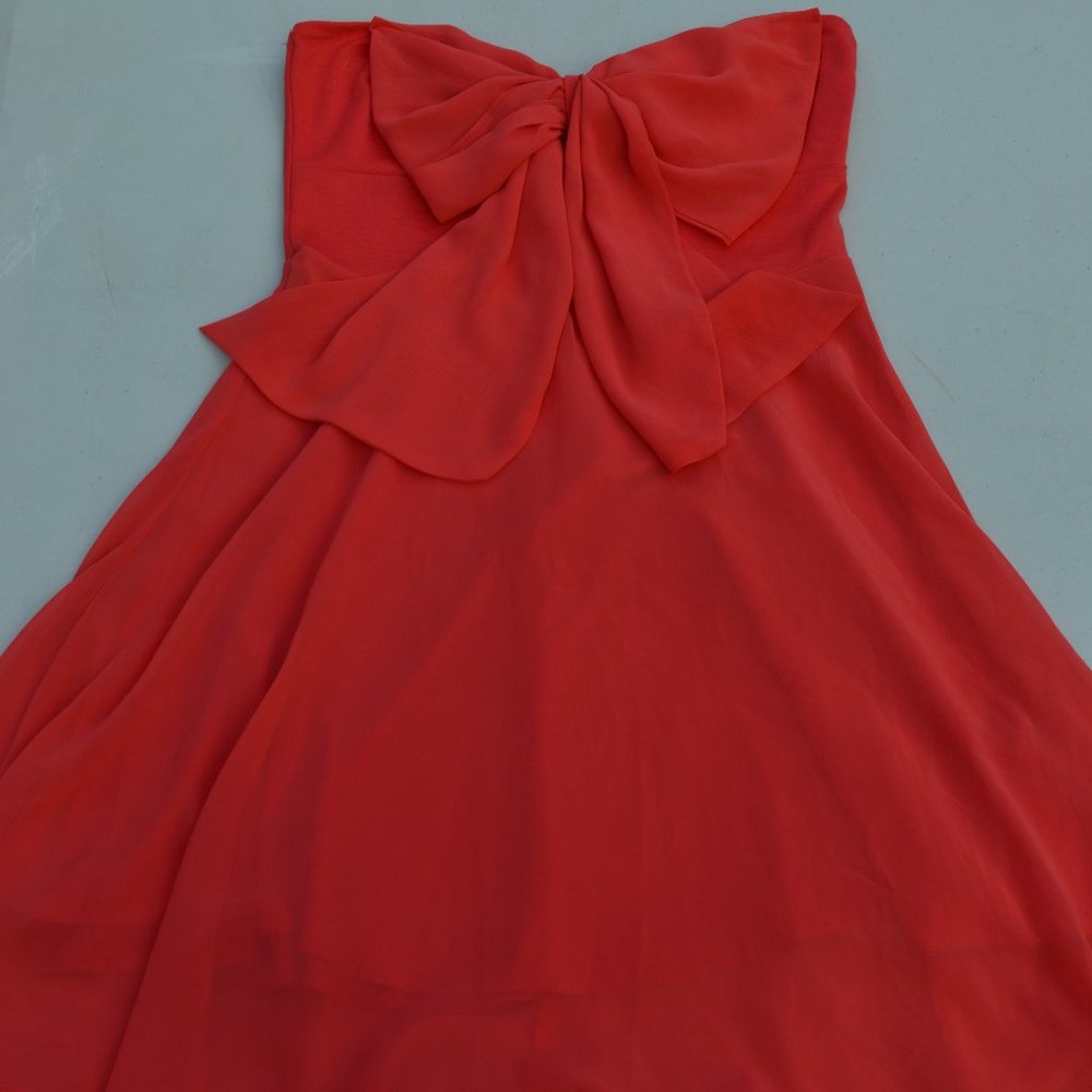 Coral Solemio Dress with Bow